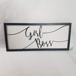 Ashland Girl Boss Black & White Hanging Wooden Office Sign Picture Plaque